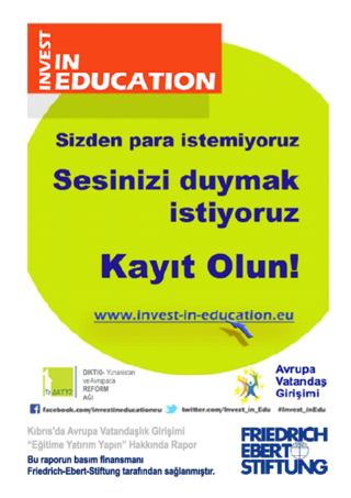 Kıbrıs'da avrupa vatandaşlık girişimi "Eğitime yatırım yapin" hakkında rapor